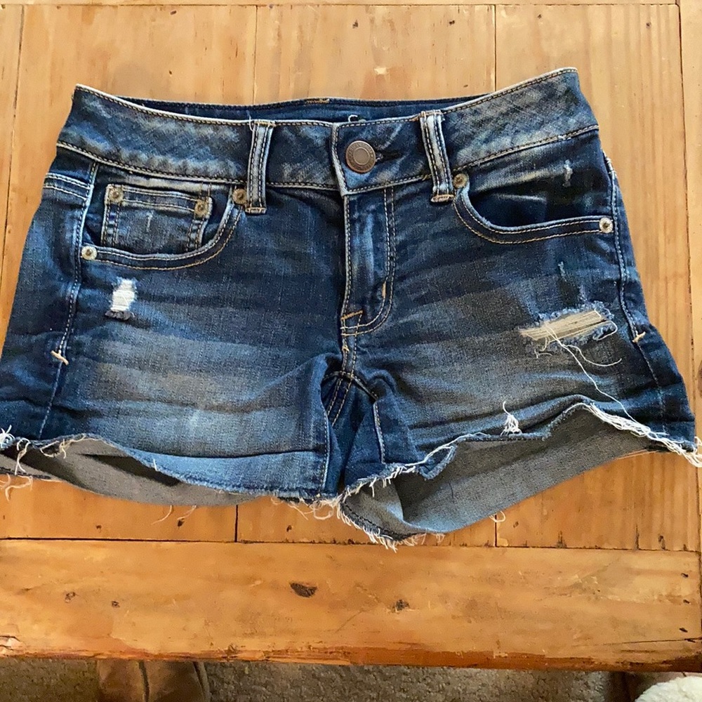 AE Super Stretch Cut-off jean shorts